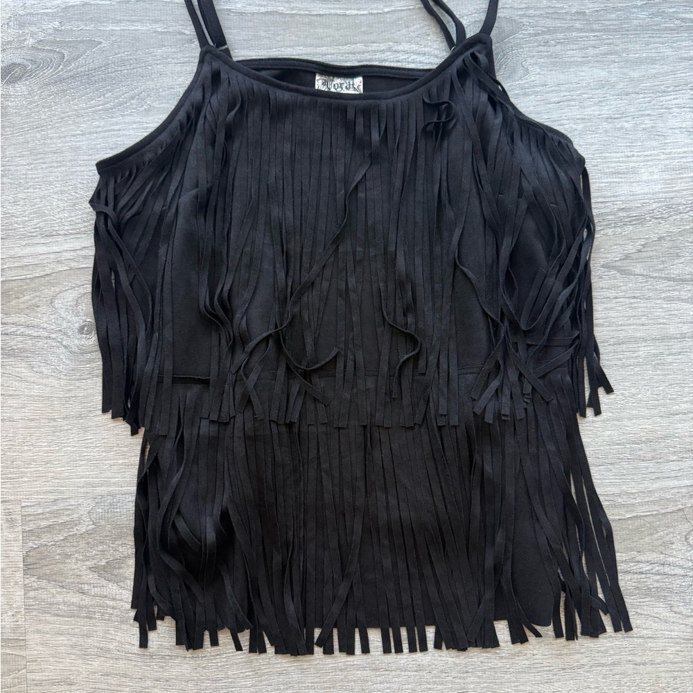 Black Fringe Top